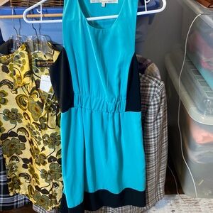 RACHEL Rachel Roy Turquoise and Black Sleeveless Dress